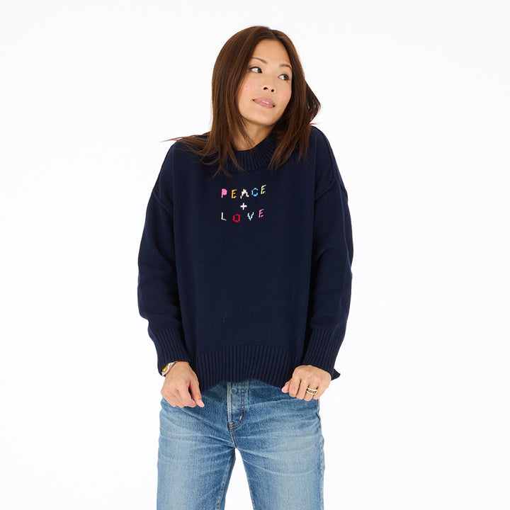 BOYFRIEND PEACE & LOVE SWEATER - KERRI ROSENTHAL