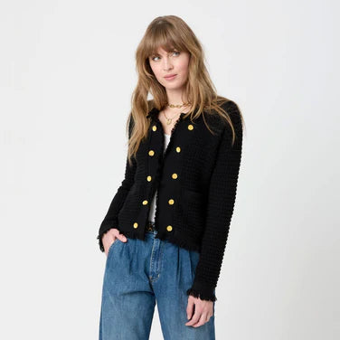 BEAU-LERO FRINGE CARDIGAN (BLACK) - KERRI ROSENTHAL
