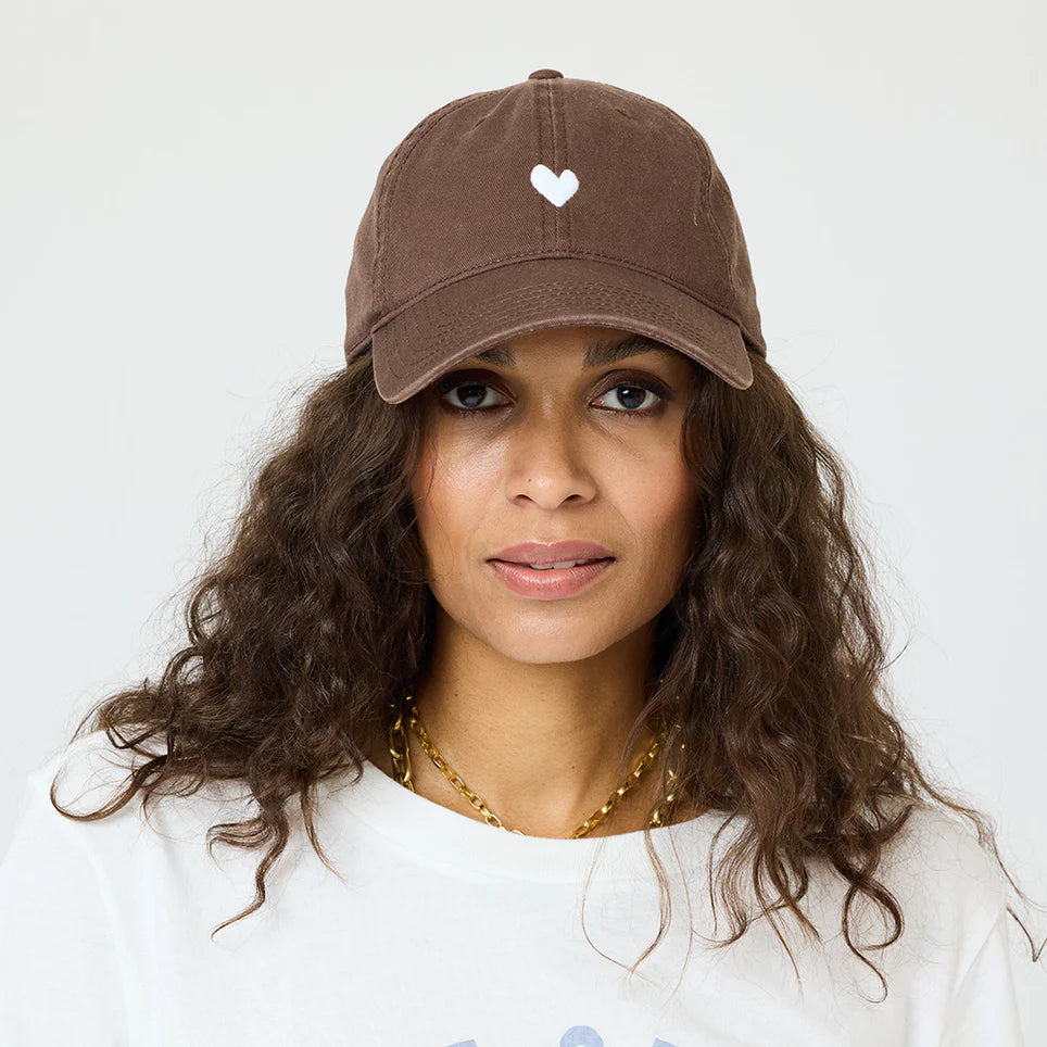 KR EMBROIDERED HEART HAT (COCOA) - KERRI ROSENTHAL