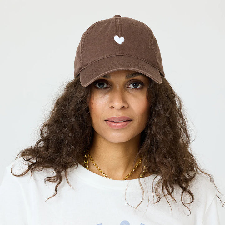 KR EMBROIDERED HEART HAT (COCOA) - KERRI ROSENTHAL