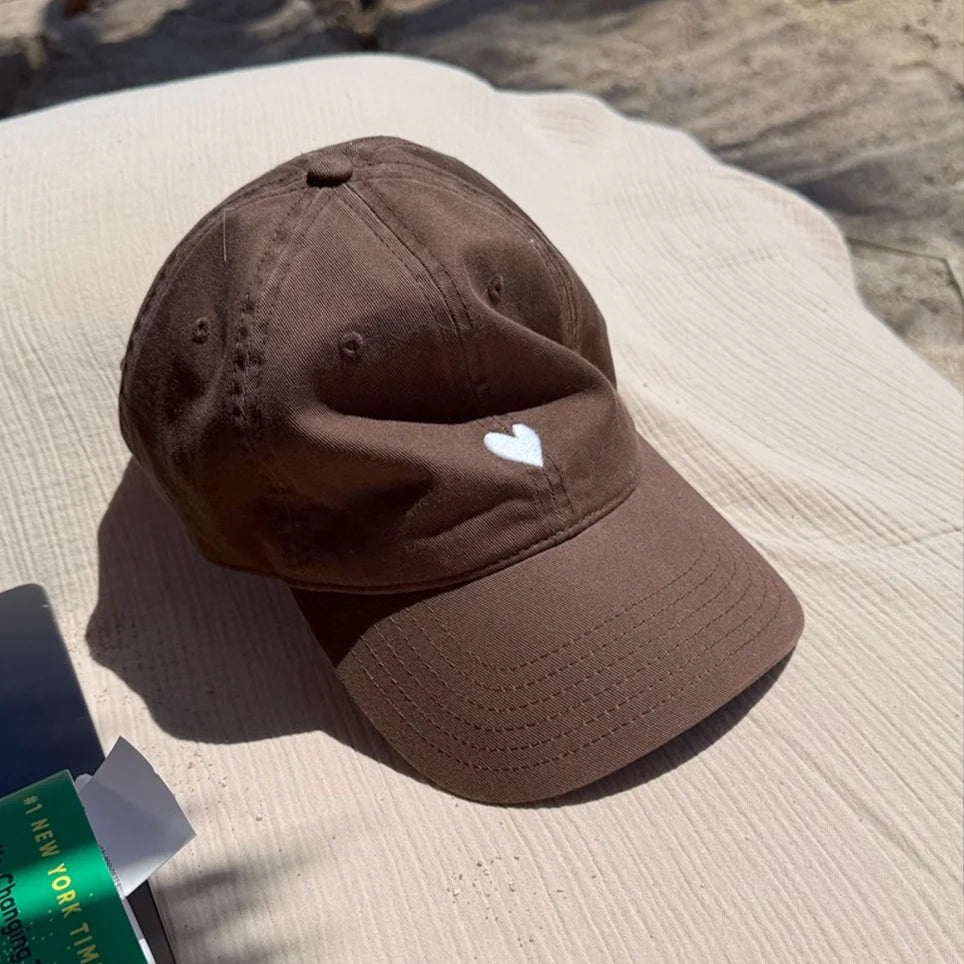 KR EMBROIDERED HEART HAT (COCOA) - KERRI ROSENTHAL