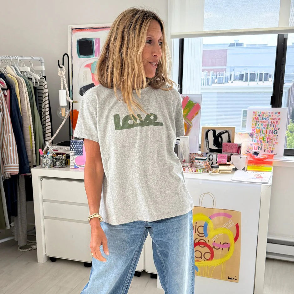 SUKE LOVE LINES TEE (HEATHER GREY) - KERRI ROSENTHAL