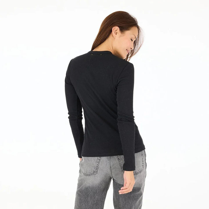 LONG SLEEVE RIB TEE (BLACK) - KERRI ROSENTHAL