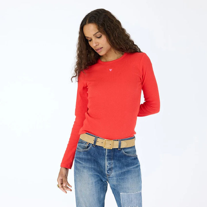 KR LONG SLEEVE RIB TEE (RED) - KERRI ROSENTHAL