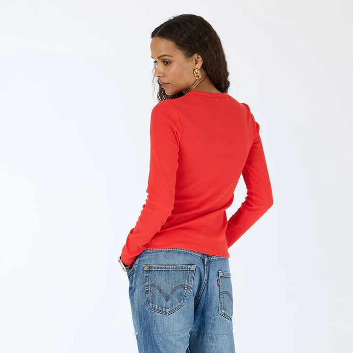 KR LONG SLEEVE RIB TEE (RED) - KERRI ROSENTHAL
