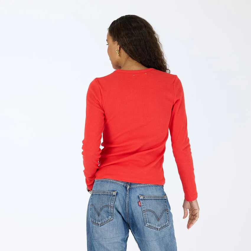 KR LONG SLEEVE RIB TEE (RED) - KERRI ROSENTHAL