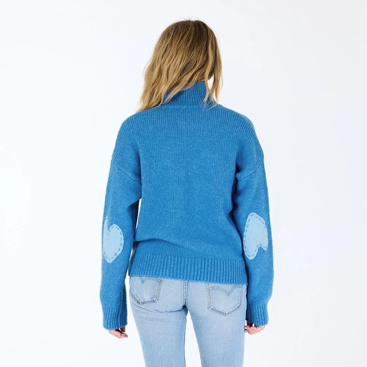 LUCY MOCK NECK SWEATER (HEATHER BLUE) - KERRI ROSENTHAL