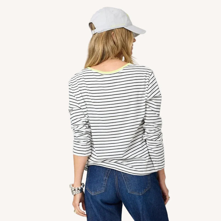 KR LONG SLEEVE STRIPE TEE (WHITE/BLACK) - KERRI ROSENTHAL