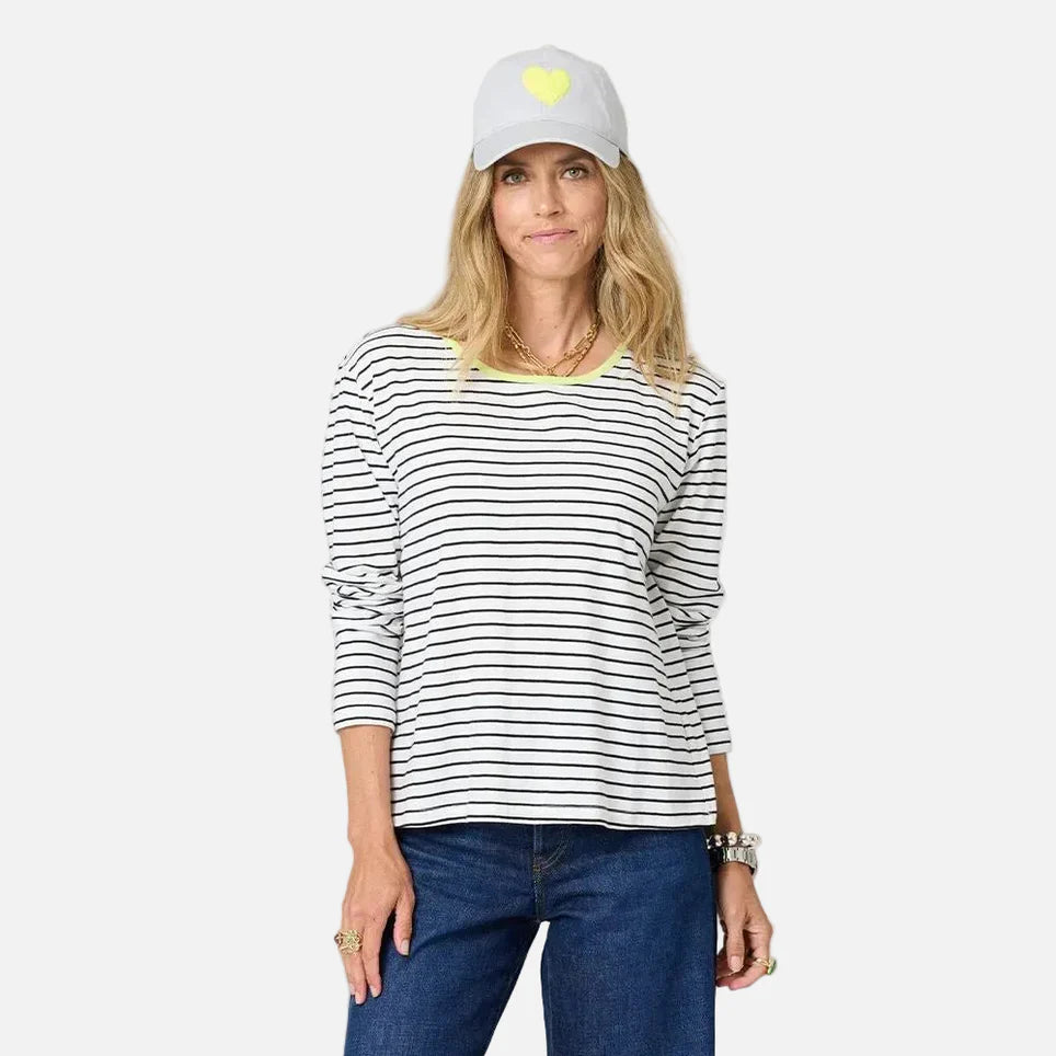 KR LONG SLEEVE STRIPE TEE (WHITE/BLACK) - KERRI ROSENTHAL