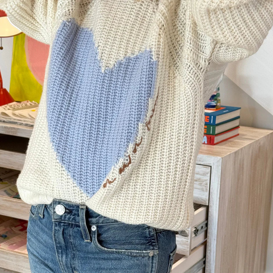 RICK IMPERFECT HEART SWEATER (CREAM) - KERRI ROSENTHAL