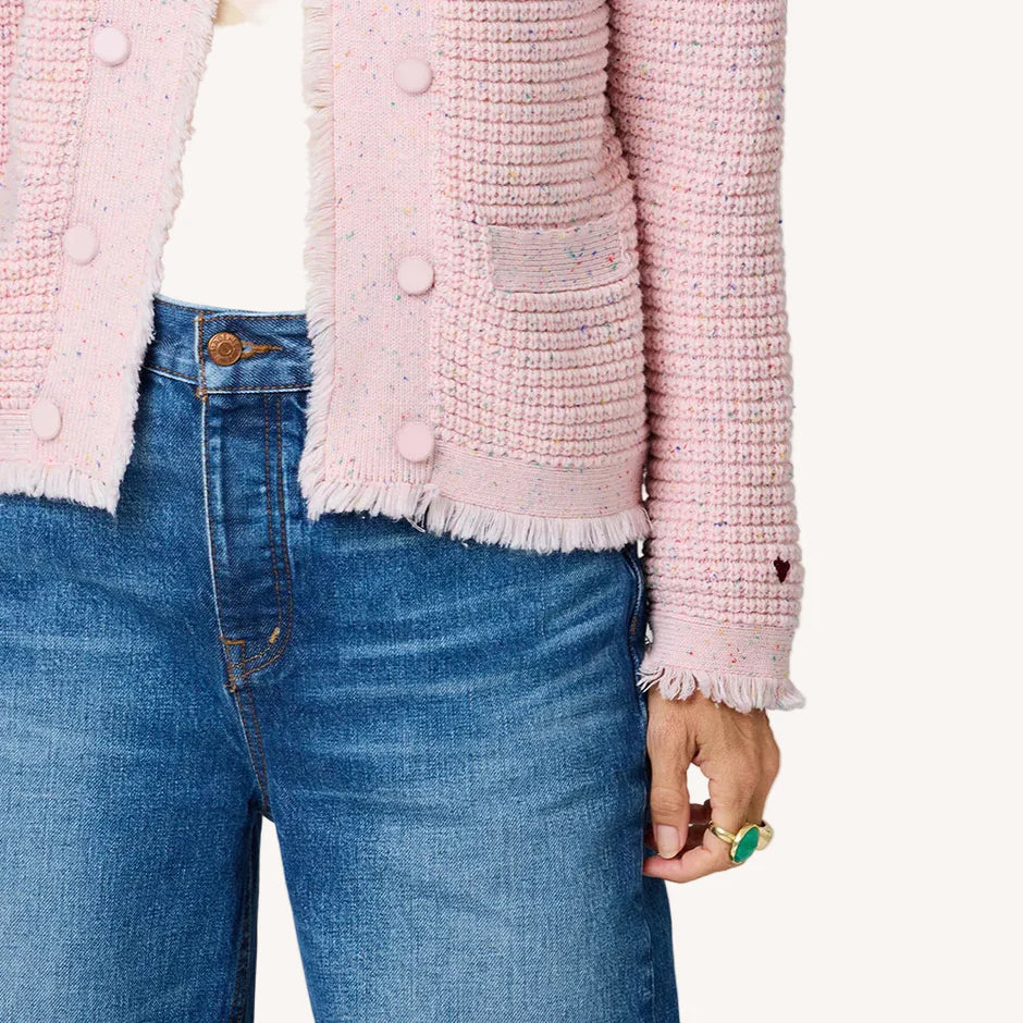 FRINGE BEAU-LERO CARDIGAN (PINK) - KERRI ROSENTHAL