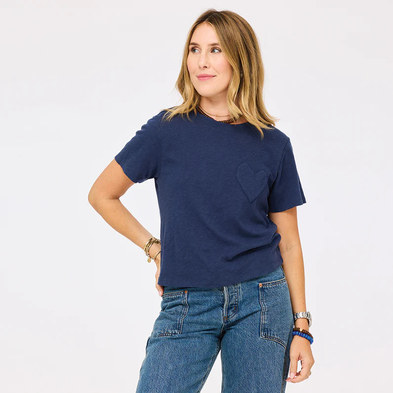 SLUB COTTON TEE (INDIGO BLUE) - KERRI ROSENTHAL