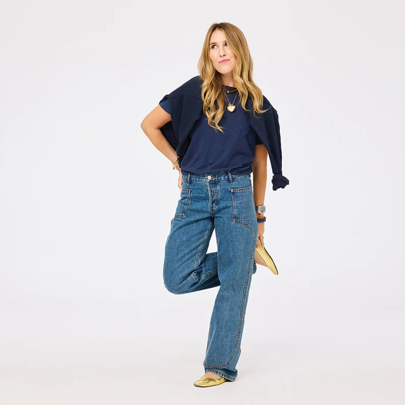 SLUB COTTON TEE (INDIGO BLUE) - KERRI ROSENTHAL