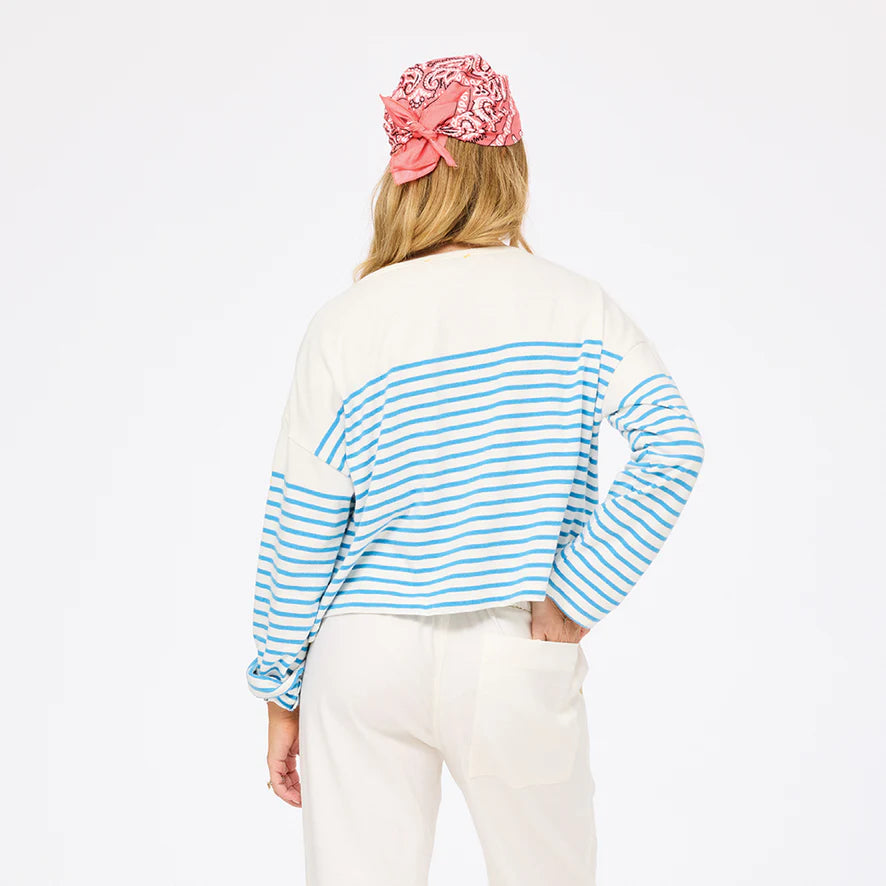 ARTIST LONG SLEEVE STRIPE TEE (CLOUD-SOLVANG BLUE) - KERRI ROSENTHAL