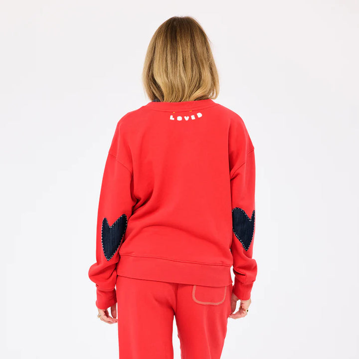 EX-BOYFRIEND PATCHWORK SWEATSHIRT (POPPY RED) - KERRI ROSENTHAL