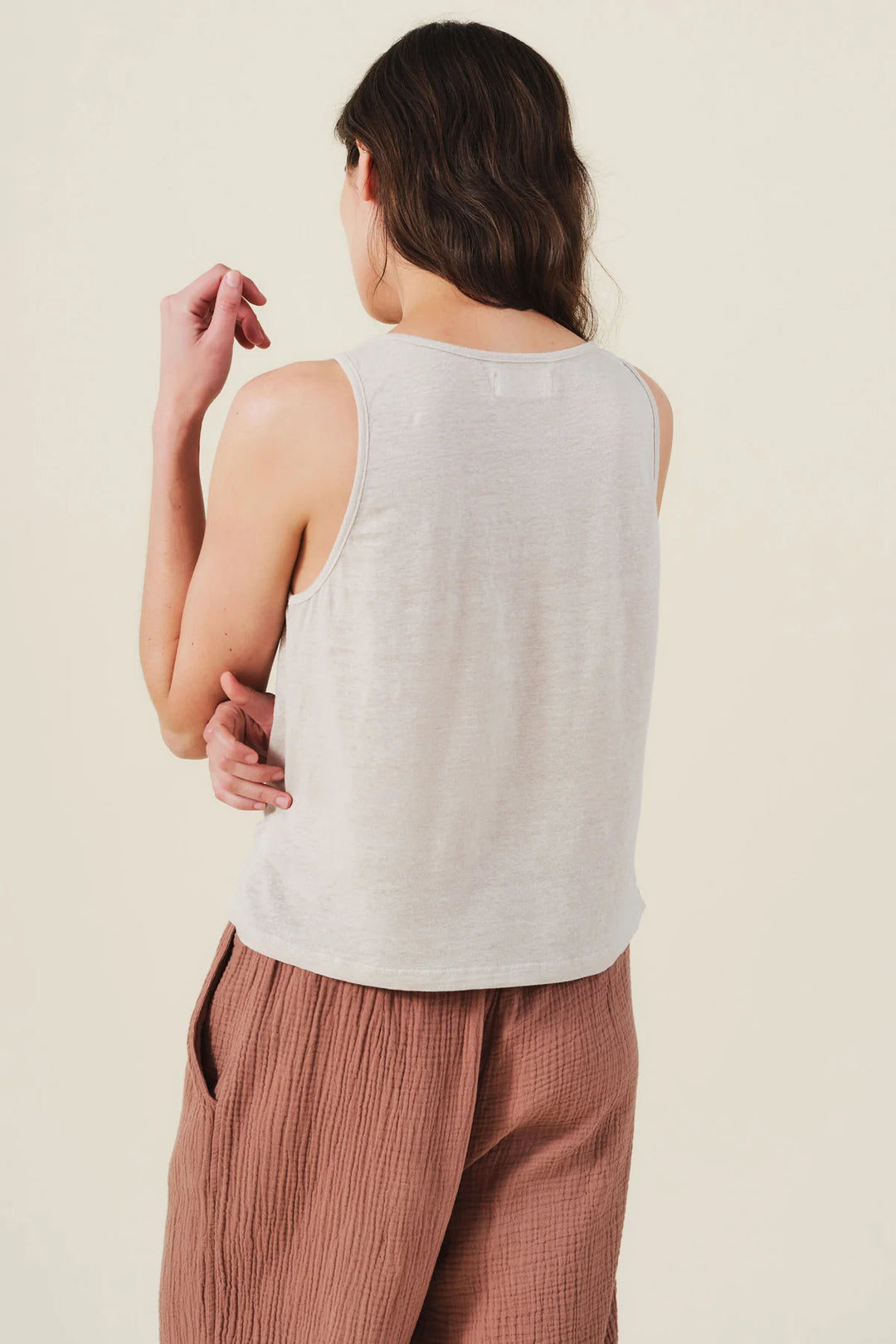 KYLIE LINEN KNIT TANK (COBBLE) - VELVET
