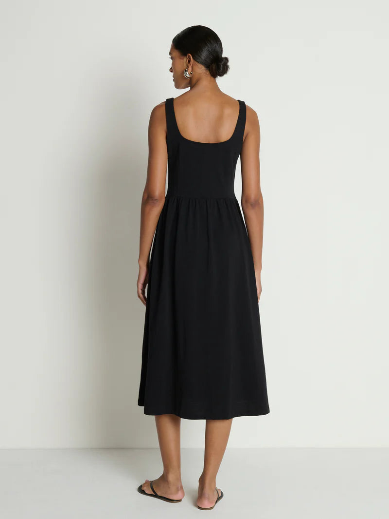 LAUREL MIDI DRESS (JET BLACK) - NATION