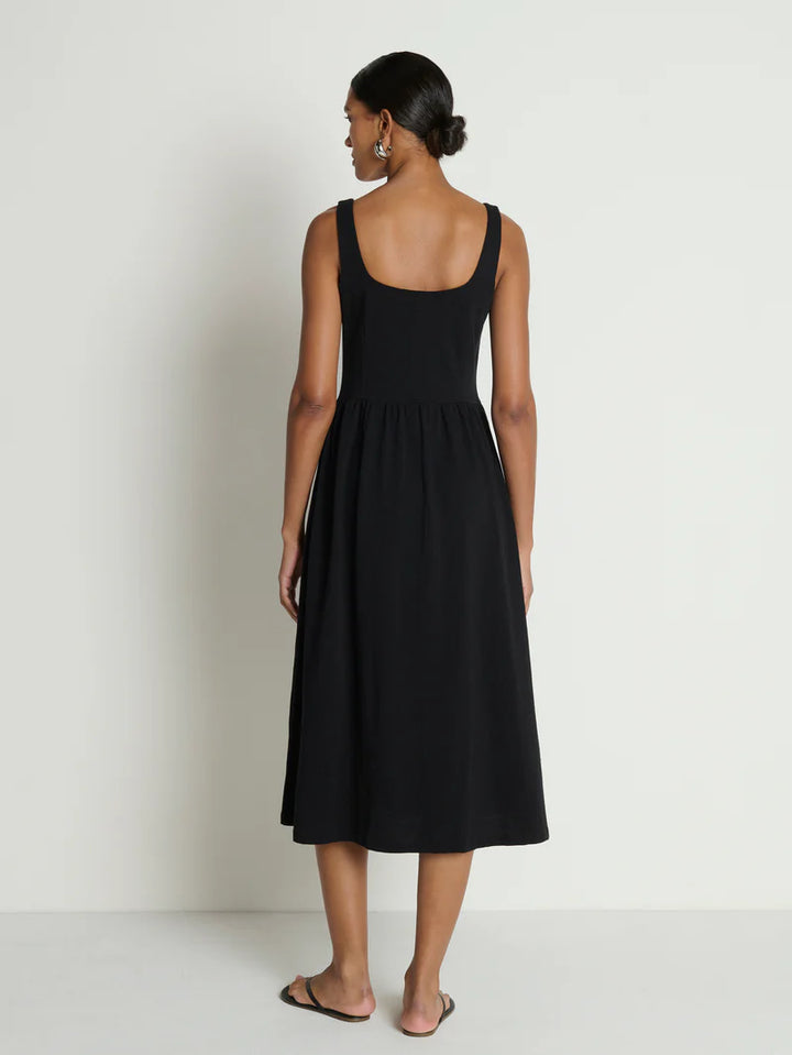 LAUREL MIDI DRESS (JET BLACK) - NATION
