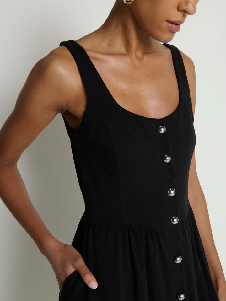 LAUREL MIDI DRESS (JET BLACK) - NATION