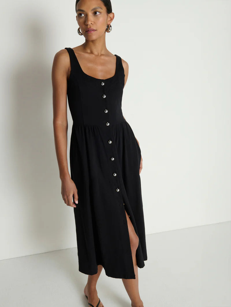 LAUREL MIDI DRESS (JET BLACK) - NATION