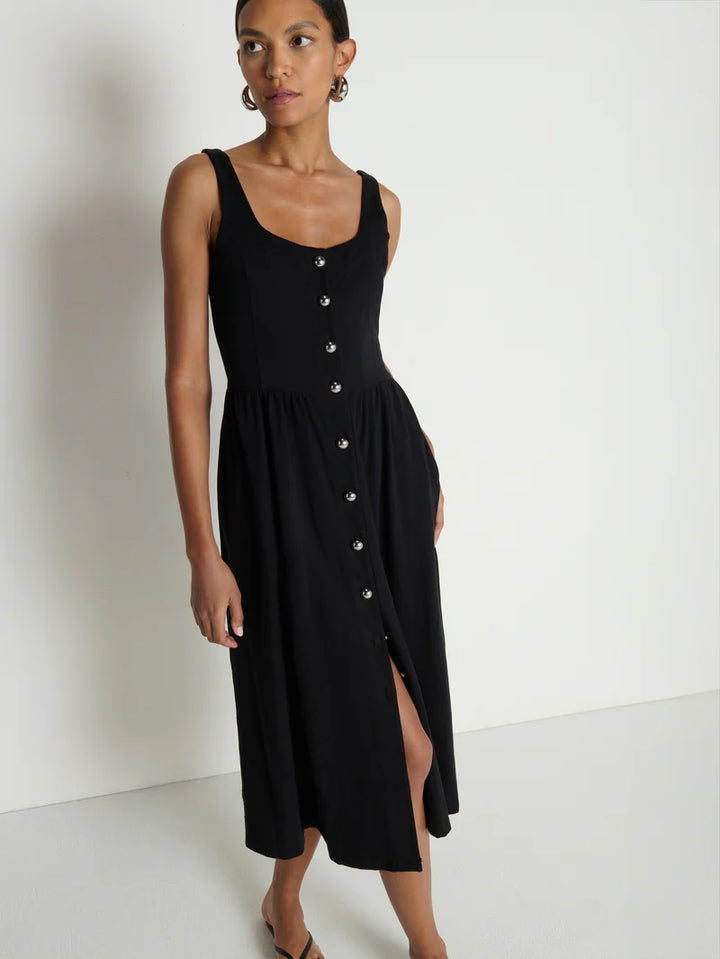 LAUREL MIDI DRESS (JET BLACK) - NATION