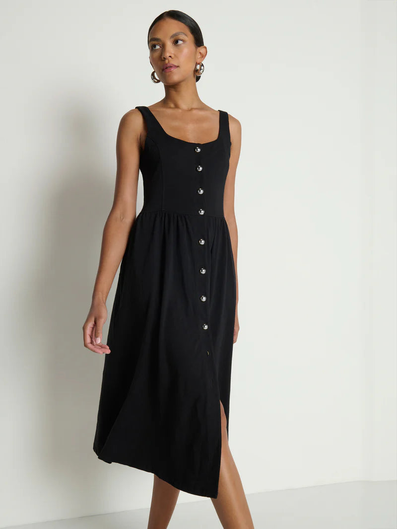 LAUREL MIDI DRESS (JET BLACK) - NATION