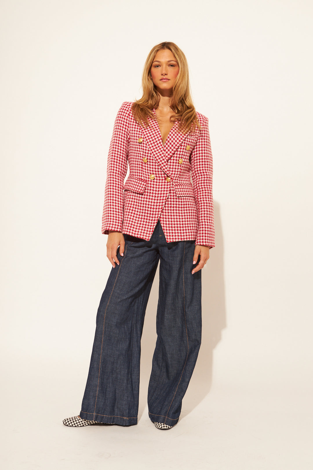 LAURENT BLAZER (CHERRY HOUNDSTOOTH) - JOHN+JENN