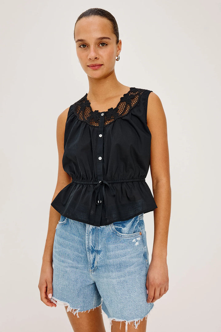 LEILANI EMBROIDERY TOP (BLACK) - RAILS
