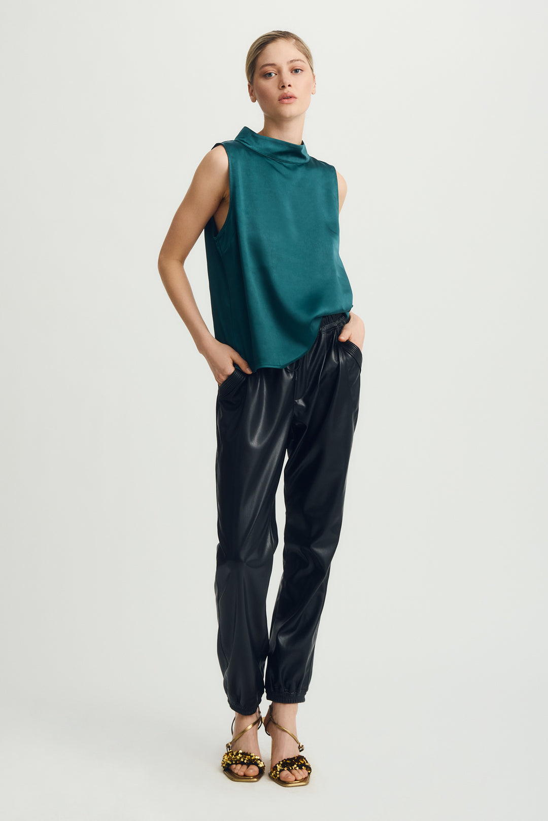 LESLIE SLEEVELESS MOCK NECK TOP (DEEP SEA) - MELISSA NEPTON