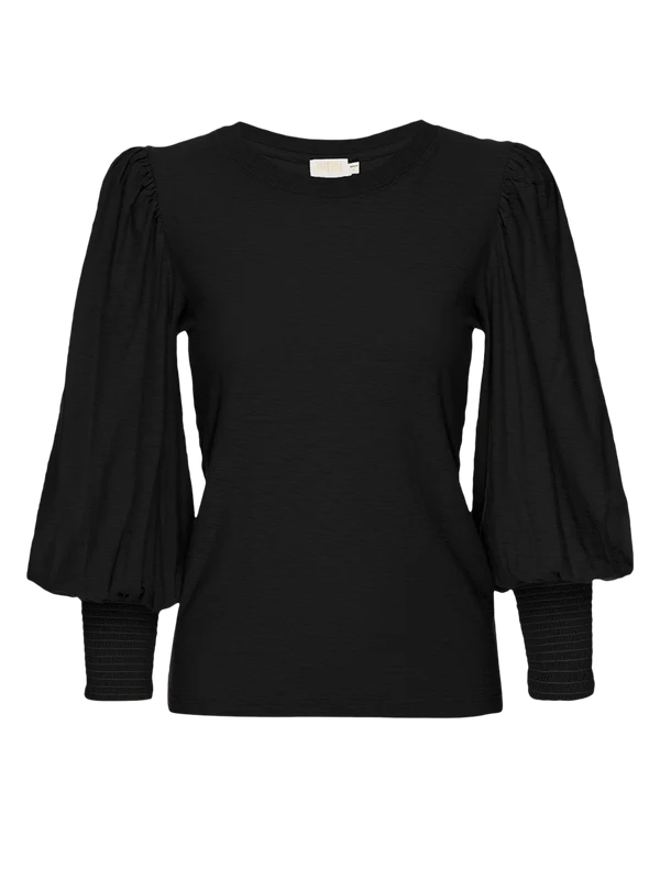 LOREN SMOCKED TEE (JET BLACK) - NATION