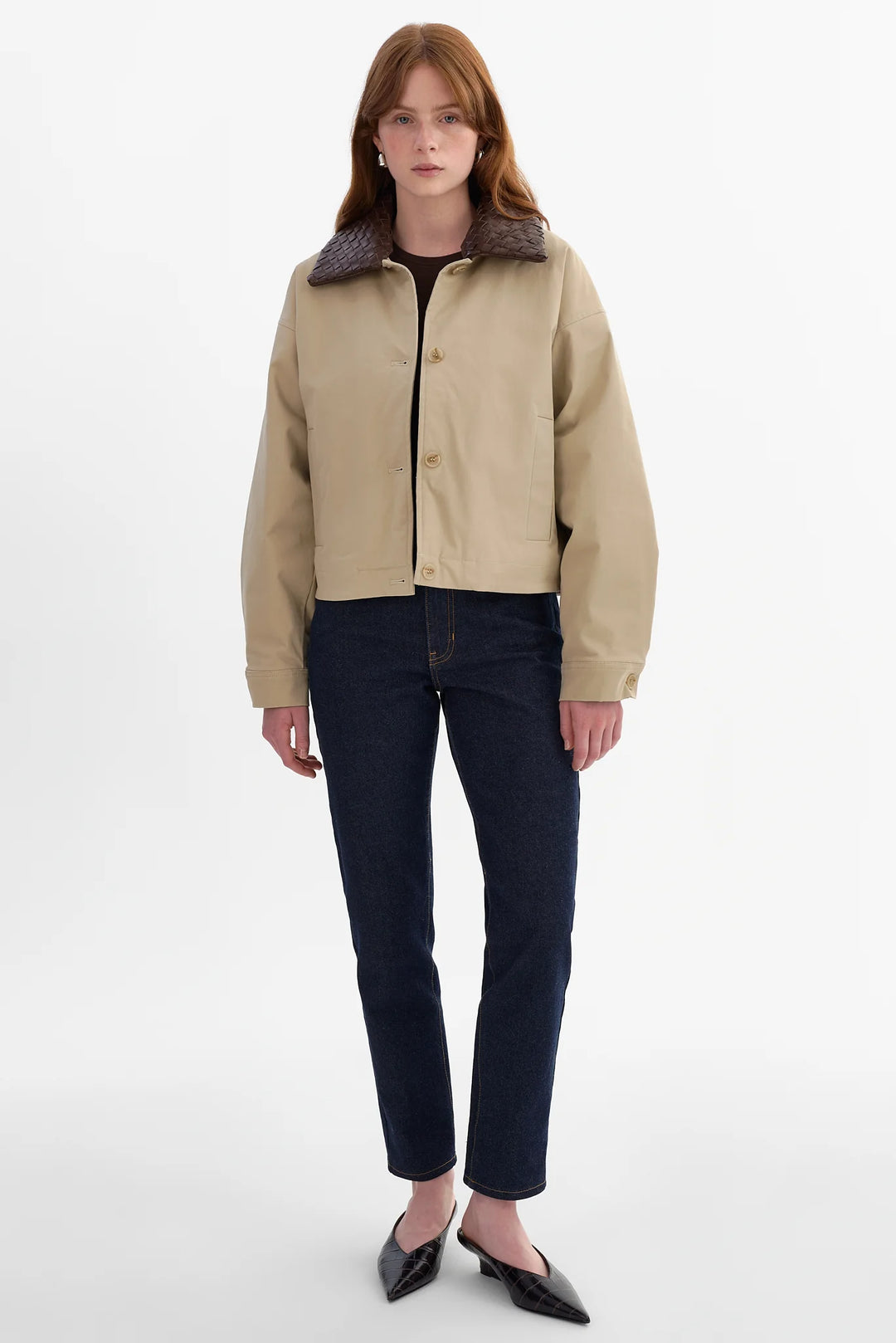 LOREN CROPPED BARN JACKET (KHAKI) - LAMARQUE