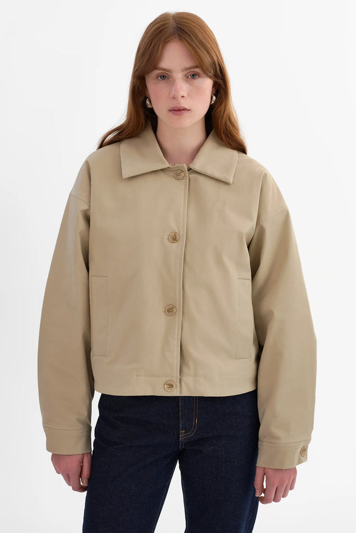 LOREN CROPPED BARN JACKET (KHAKI) - LAMARQUE