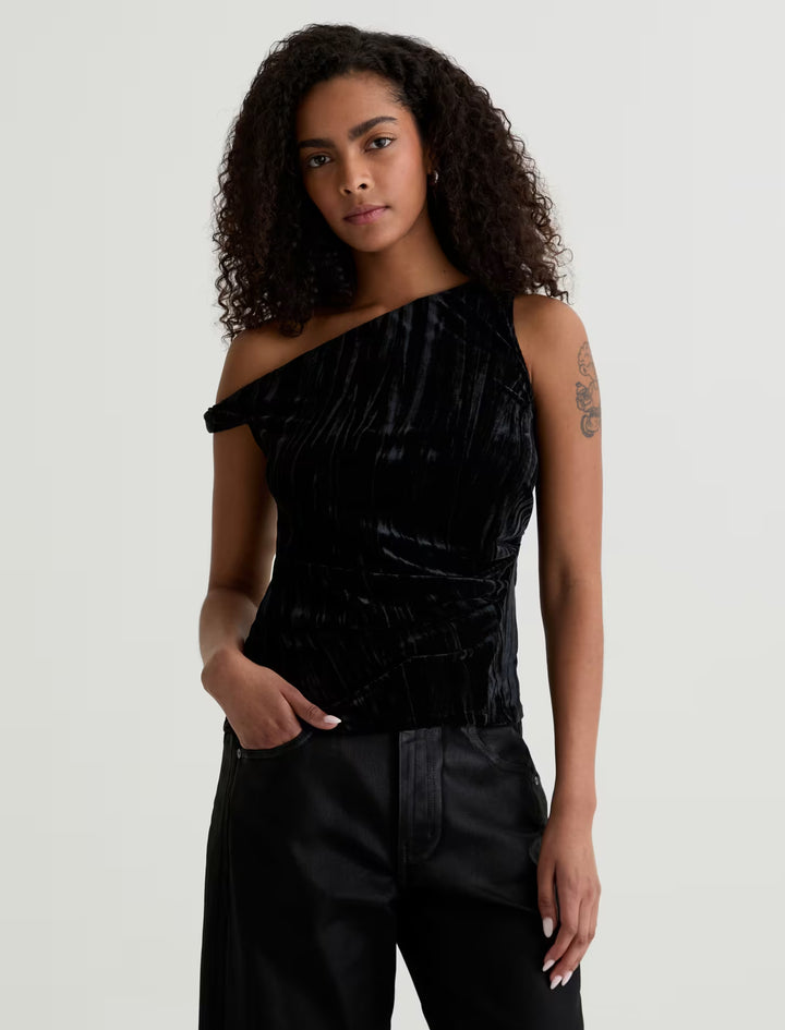RACHEL TWIST SHOULDER TOP - A.G. DENIM