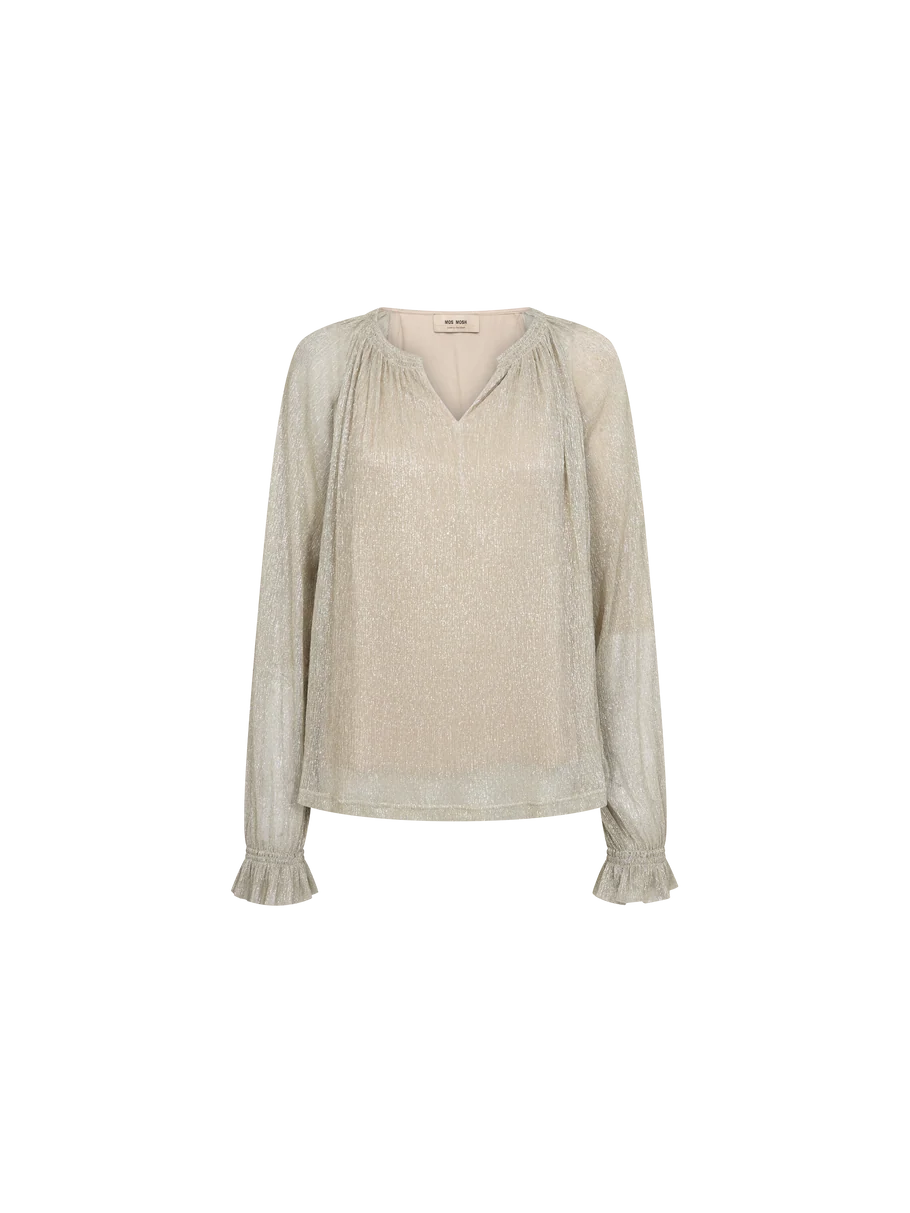 XIMENA GLAM V-NECK BLOUSE (MOURNING DOVE) - MOS MOSH