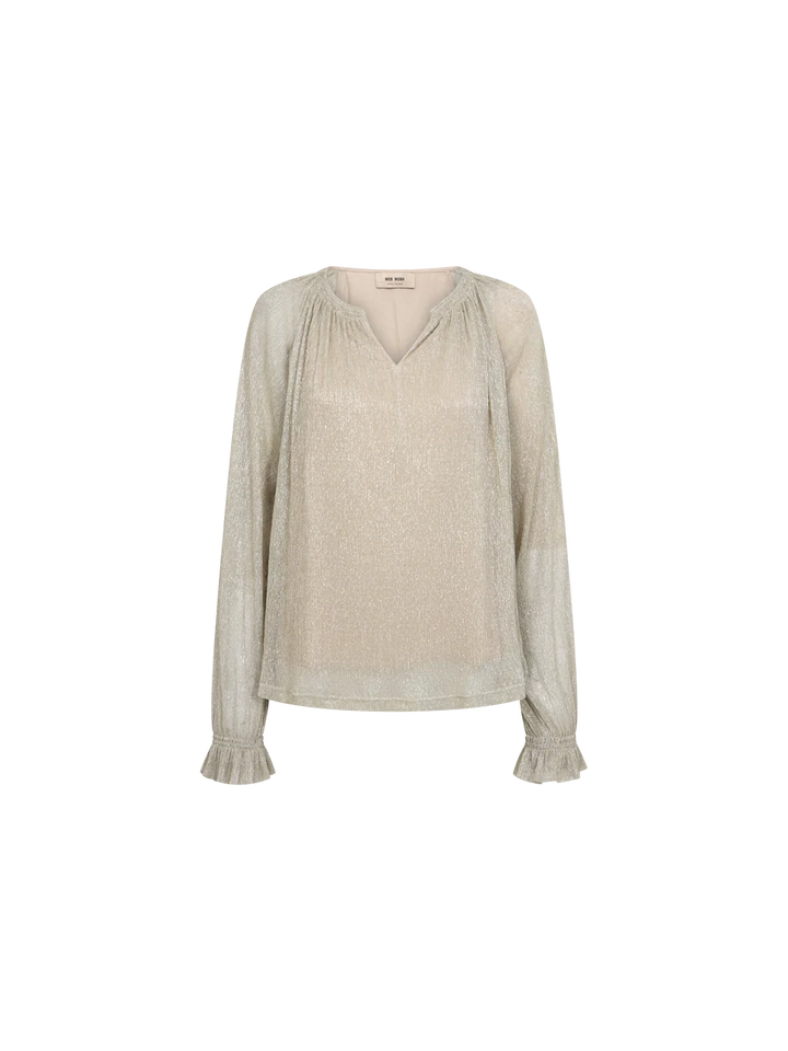 XIMENA GLAM V-NECK BLOUSE (MOURNING DOVE) - MOS MOSH