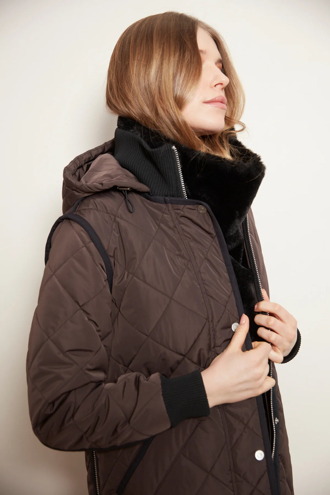 LIBBY COAT W/ HOOD (CHOCOLATE TORTE) - ADROIT ATELIER