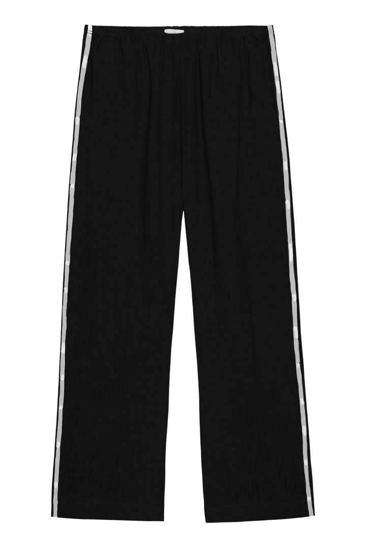 THE LINEN CROP RACER STRIPE PANT (JET) - DONNI