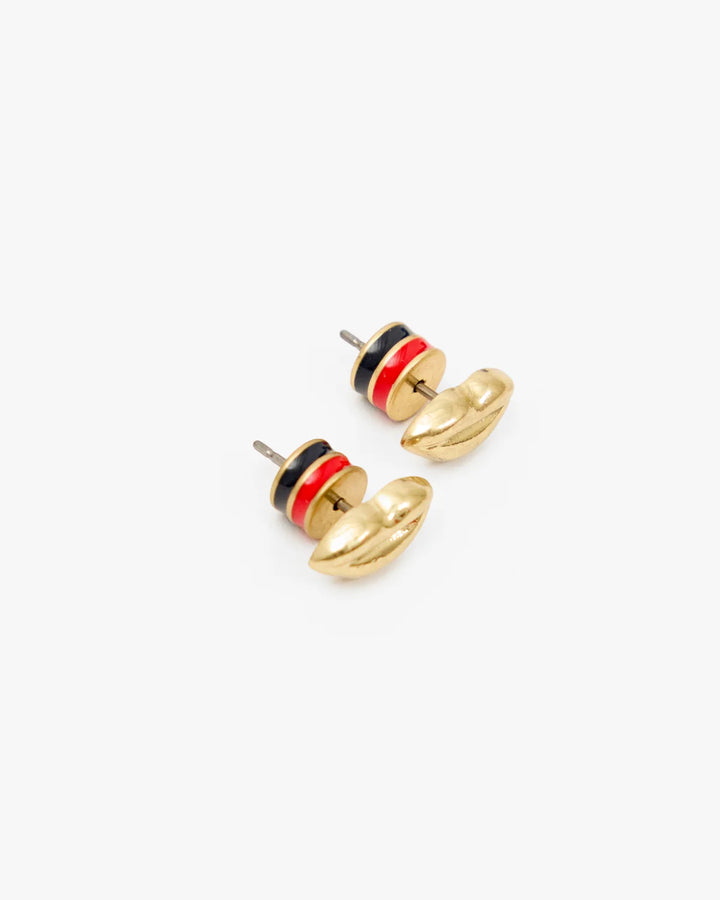 LIPS STUD EARRINGS (VINTAGE GOLD) - CLARE V.