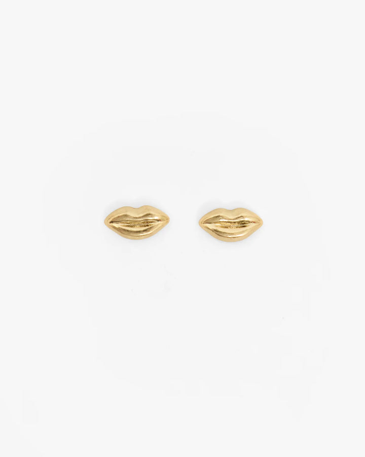 LIPS STUD EARRINGS (VINTAGE GOLD) - CLARE V.