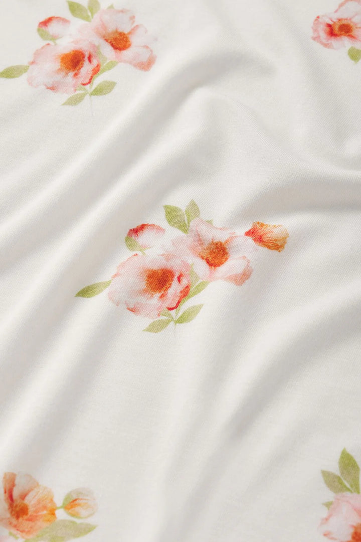 GISELE PRINTED SHORT SLEEVE CROP PJ SET (FLORAL BLOOM/VANILLA) - EBERJEY