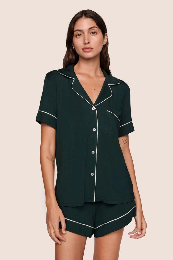 GISELE RELAXED SHORT PJ SET (PINE/IVORY) - EBERJEY