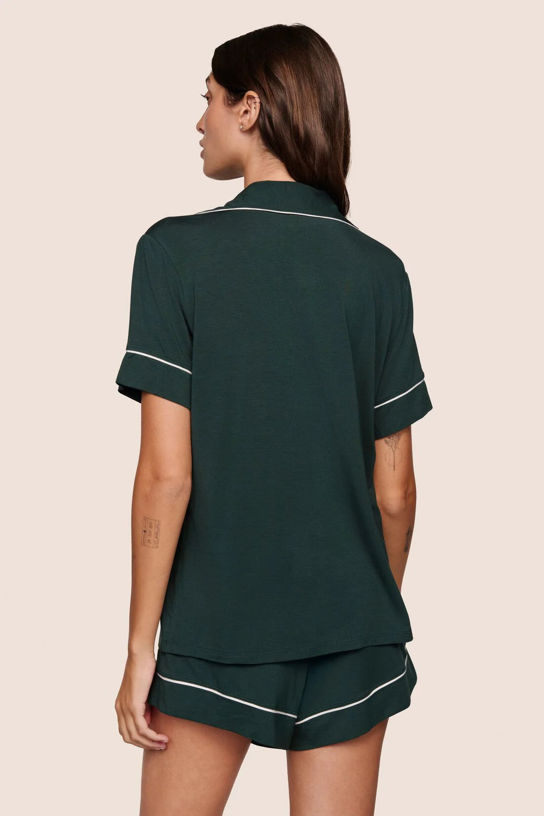GISELE RELAXED SHORT PJ SET (PINE/IVORY) - EBERJEY