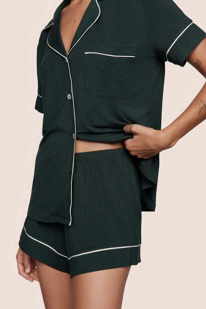 GISELE RELAXED SHORT PJ SET (PINE/IVORY) - EBERJEY