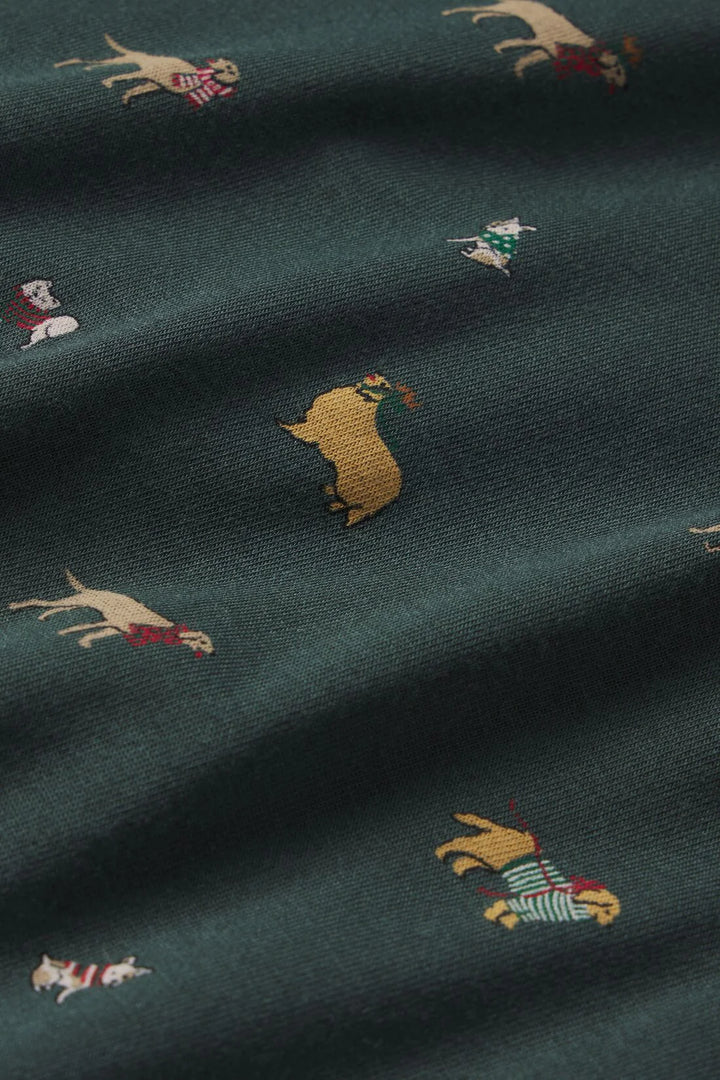 GISELE PRINTED LONG PJ SET (HOLIDAY DOGS PINE/IVORY) - EBERJEY