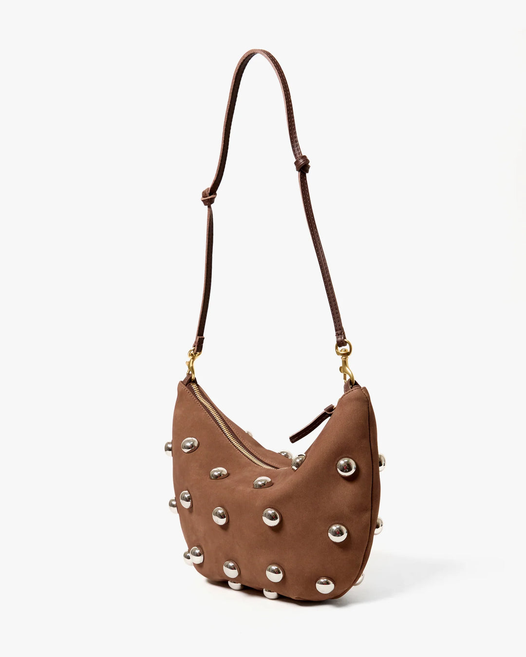 LUNE SMOOTH NUBUCK BAG WITH STUDS (CHOCO BAR) - CLARE V.