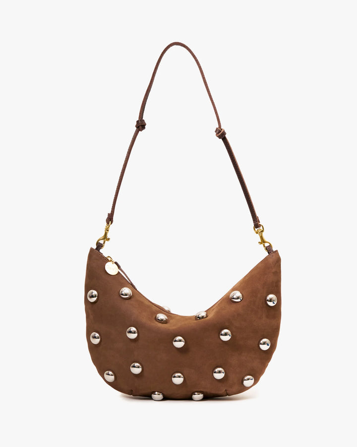 LUNE SMOOTH NUBUCK BAG WITH STUDS (CHOCO BAR) - CLARE V.
