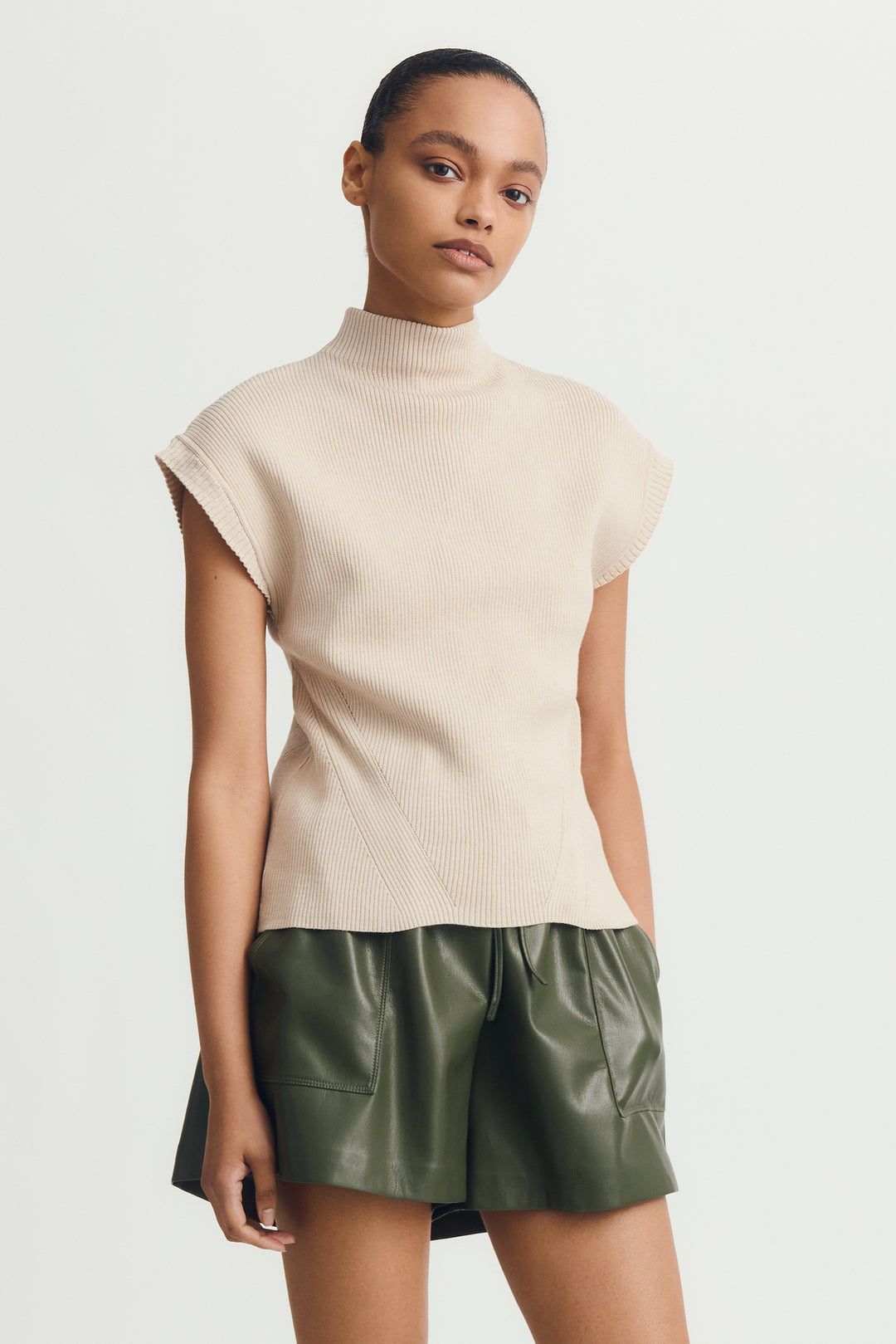 MABEL CAP SLEEVE KNIT TOP (NATURAL) - MELISSA NEPTON