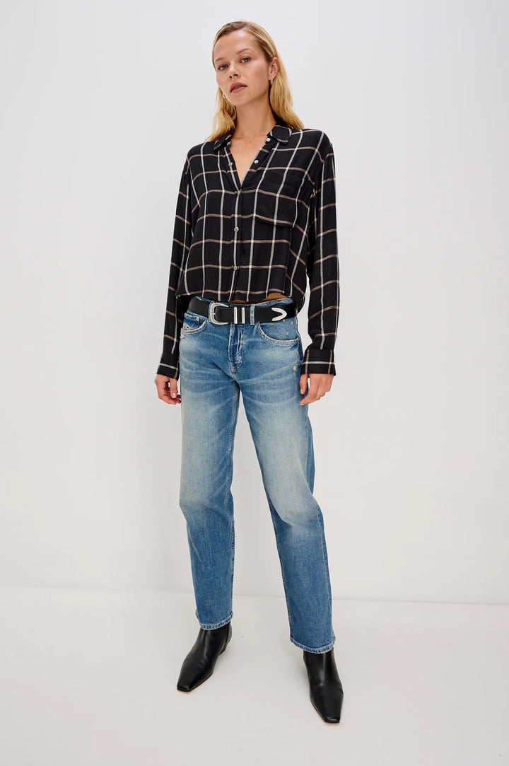MALIN BUTTON UP SHIRT (ONXY SAND BIRCH) - RAILS