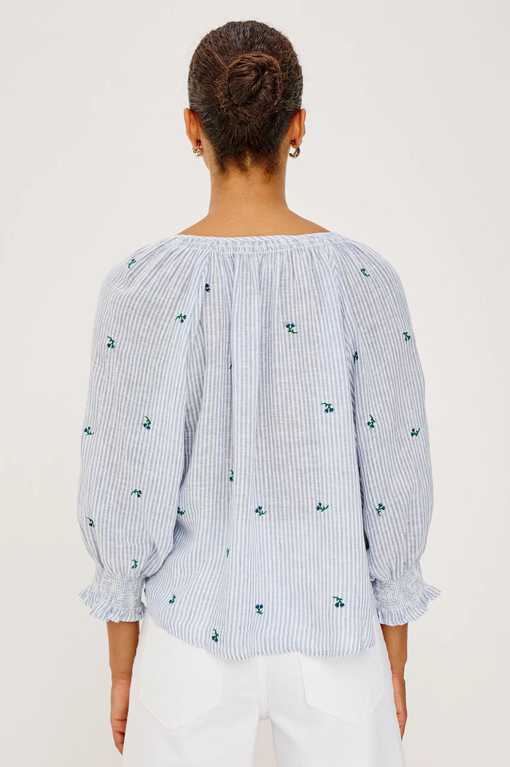 MARIAH BLOUSE (BLUE BELL EMBROIDERED STRIPE) - RAILS