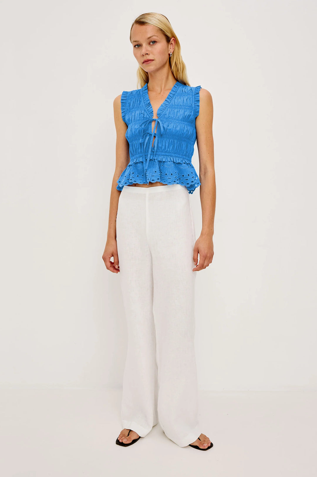 MARTINE RUFFLE TOP (HARBOR BLUE) - RAILS
